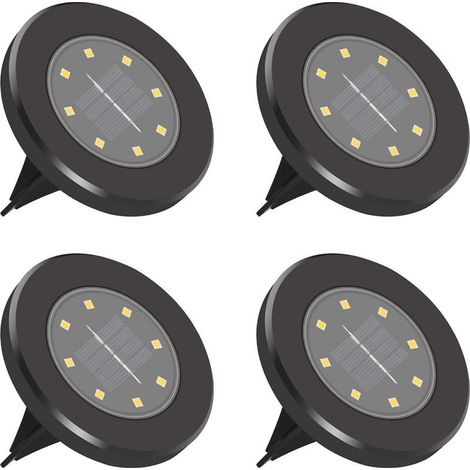 Luci solari da esterno, 8 LED, confezione da 4, impermeabili IP65, illuminazione solare da esterno, luce decorativa da prato, faretto solare con sensore di movimento per giardino, cortile, esterno, vi (1/5)