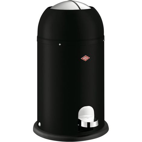 Poubelle de couleur noir mat, tôle d'acier revêtue par pulvérisation, amortisseur intégré, volume de 12 litres, insert en plastique, clapet d'insertion (1/5)