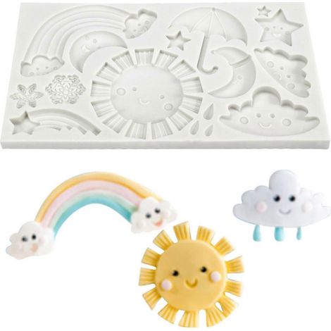 Moule à biscuits soleil arc-en-ciel, moule à biscuits DIY, moule à presser dessin animé, moule à pâtisserie, outil pour biscuits d'anniversaire, décoration de gâteau multicolore (1/2)