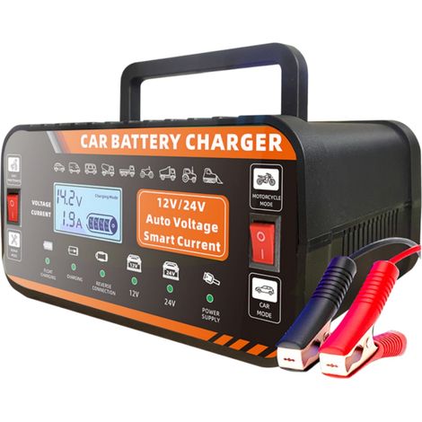 Chargeur de Batterie Intelligent 12V/24V Automatique - Réparation par Impulsion à 5 Étapes et Écran Numérique - Pour Auto, Moto, Camion (Plomb-Acide/AGM/GEL/EFB) (1/5)