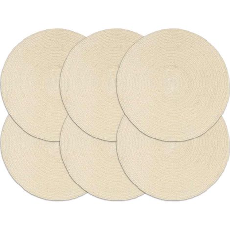 vidaXL Manteles individuales redondos 6 uds algodón natural liso 38 cm (1/3)