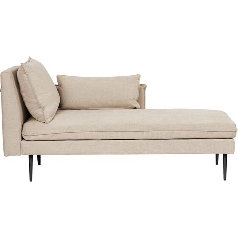 Chaise longue a la izquierda con cojines fabricada en poliéster beige Yerres