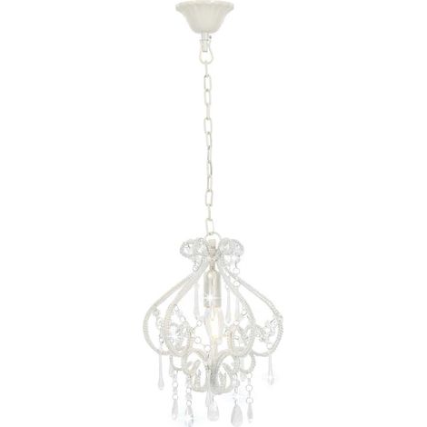 vidaXL Lámpara de techo con cuentas blanco redonda E14 (1/2)
