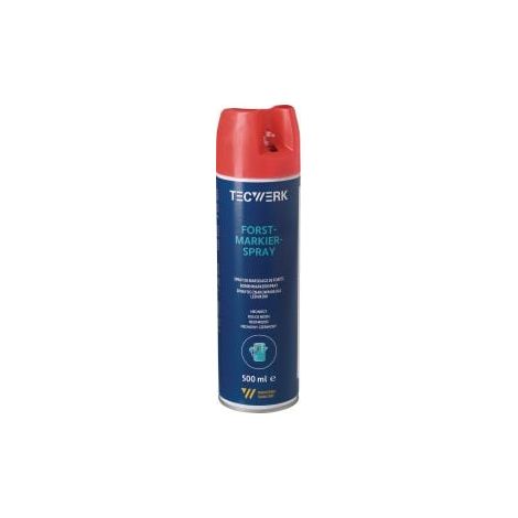 Spray de marquage forestier rouge néon 500ml bombe aérosol TECWERK (1/2)