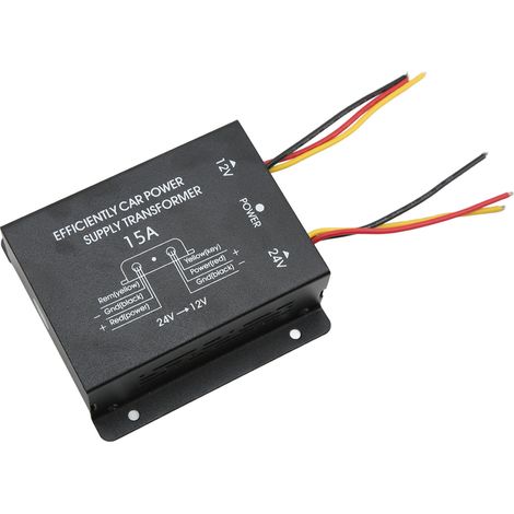 Convertisseur 24 V vers 12 V avec protection contre les courts-circuits, réducteur de tension professionnel et écologique pour véhicules, 15 A (1/5)