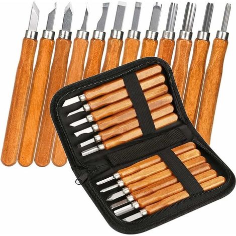 [NEVER USED] Wood Engraving Tool Kit, Wood Carving Tool, Handmade Wood Chisel, DIY Professional Wood Carving, Woodworking for Beginners, Engravers and Artists (1/4)