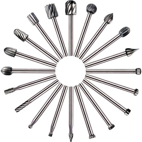 20 pièces d'outils rotatifs fraise HSS fraise à bois fraise à bois, utilisée pour Dremel/accessoires utilisés pour le travail du bois de bricolage, outil rotatif de gravure (1/5)