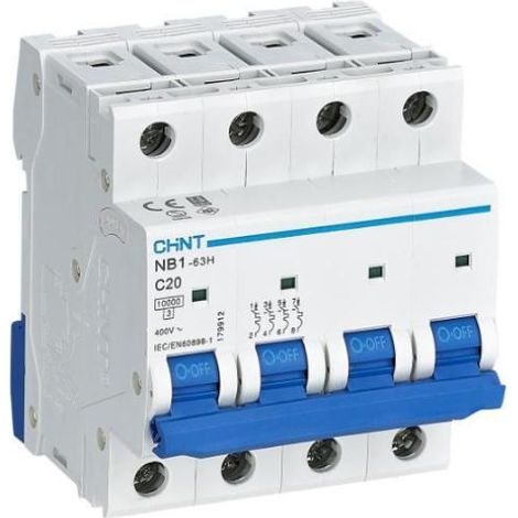 Disjoncteur magnétothermique chint 4p 20a 10ka courbe c - 179912