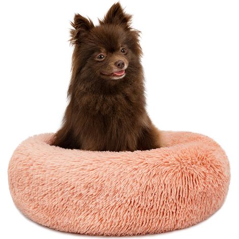 lionto Hundebett aus Plüsch in Donut-Form, 40 cm Durchmesser, rosa