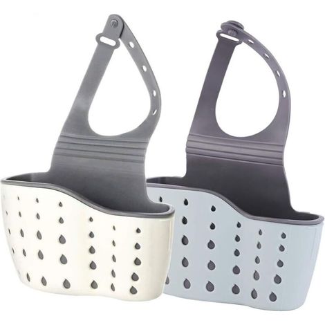Porte-éponge pour évier de cuisine, porte-savon en silicone et plastique, sangle réglable, support mural avec trou de vidange, 2 pièces