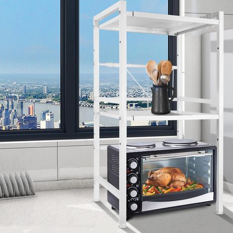 1 - Étagère Micro-Ondes - Support Extensible - Acier Au Carbone - Pour Épices Et Bouteilles - Cuisine - Blanc - 40x64x36.5x78cm (1/5)