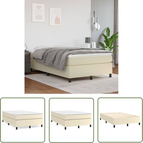 The Living Store Cadre de lit Crème 120x200 cm Similicuir - Cadre De Lit - Lit Crème - Lit Similicuir - Lit Double - Meubles Chambre À Coucher (1/5)
