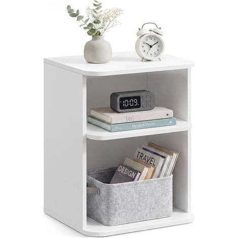 VASAGLE Comodino, Snapsemble Montaggio Rapido, Tavolino Basso a 3 Livelli con Ripiani Aperti, per Camera da Letto e Soggiorno, per Piccoli Spazi, 30 x 35 x 45 cm, Bianco Nuvola LET123WE01 (1/5)