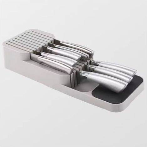 Porte-couteaux de cuisine avec séparateurs intégrés et boîte en plastique de type tiroir. (1/5)