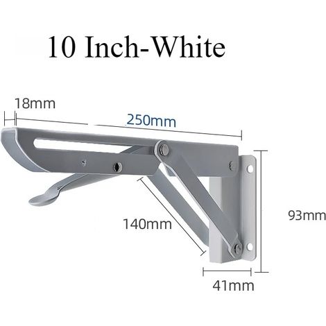 (2 pièces - 25 cm - Blanc) 2 supports d'angle pliables pour étagère triangulaire, support robuste, banc mural réglable (1/5)