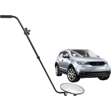 Rosvola Miroir D'inspection Télescopique, Miroirs d'inspection des Véhicules avec Poignée Réglable, Miroir de Sécurité à 360°, avec Lumière LED et 3 Roues Mobiles (1/5)