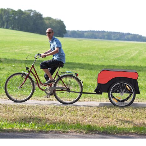 Remorque de transport Remorque de fret Remorque de vélo Remorque de fret de frette rouge-noir pour un transport polyvalent (1/5)