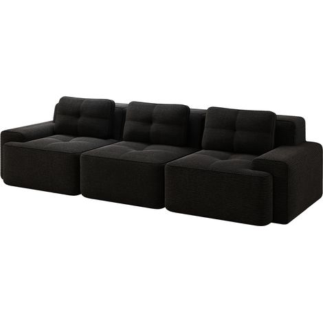 Divano modulare a 3 posti in corduroy nero senza montaggio (1/5)