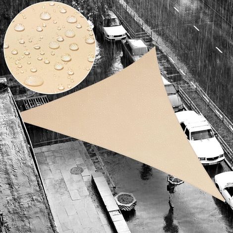 Voile d'ombrage triangulaire étanche avec corde, adaptée aux espaces extérieurs tels que les jardins et les piscines, 4x4x4 mètres, jaune.