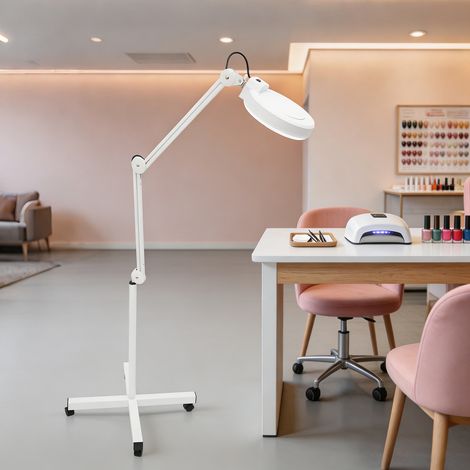 Lampe sur pied de 1,5 m, lampe à loupe 5x à lumière froide, lampe à lumière froide à quatre roulettes pour salon de beauté et salon de manucure, Luminaire (1/5)