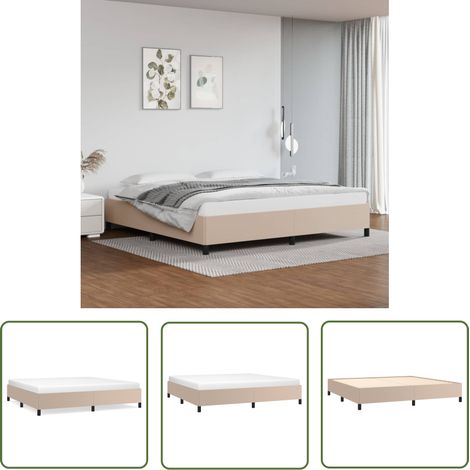 The Living Store Cadre de lit sans matelas cappuccino 200x200 cm similicuir - Cadre De Lit - Lit Double - Similicuir - Lit Capitonné - Meuble Chambre (1/5)