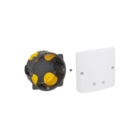Legrand - LOT - Bou00eete d'encastrement 1 postes BBC avec sortie de cu00e2ble 32A - Profondeur 40mm - D.85mm - Ru00e9f : 080086L+60092 (1/5)