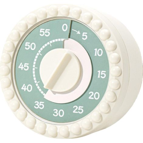 Un timer meccanico, portatile ed elegante versatile, pratico, leggero e resistente di colore beige. (1/3)
