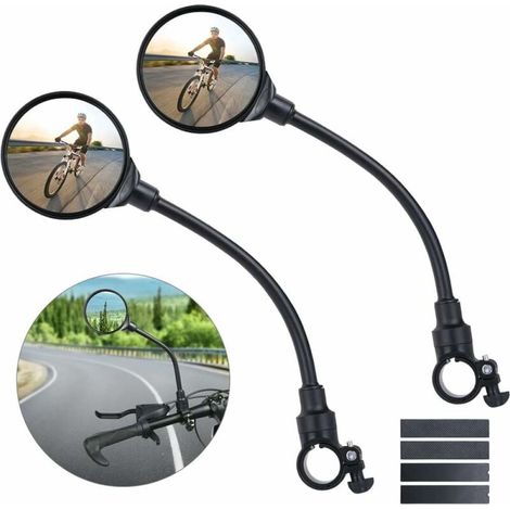 Retroviseur Vélo - Miroir Convexe Large Angle 80 mm - Rotatif 360° - Pour Guidon 22 à 30 mm - Lot de 2 (1/5)