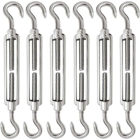 6 pieces cable tensioner M6 cable tensioner made of 304 stainless steel, adjustable turnbuckle hook and hook for wire tensioner, cable, steel cable, hook tensioner (1/5)