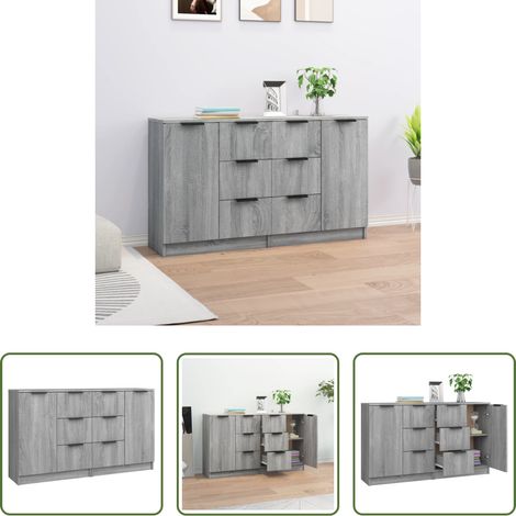 Armoire multifonction -  Buffets 2 pcs Sonoma gris 60x30x70 cm Bois d'ingénierie (1/5)