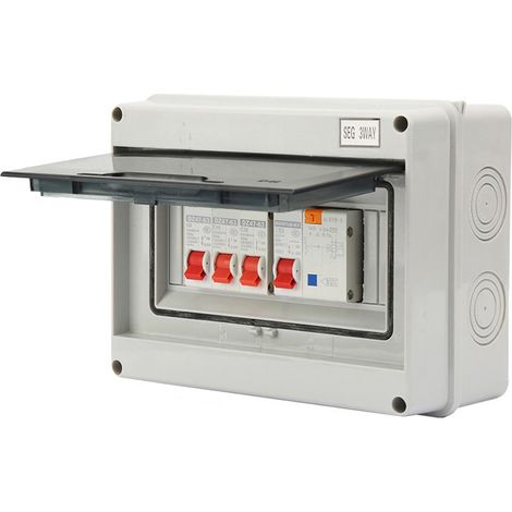 Tableau électrique triphasé pour garage/caravane, 63 A, 30 mA, différentiel résiduel (RCD), disjoncteur 3MCB, 6a16a32A