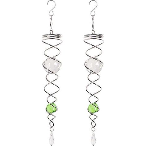 Lot de 2 girouettes décoratives en spirale avec stabilisateur et attrape-soleil en cristal. (1/5)