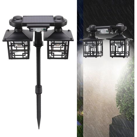 Lampe murale solaire à 192 LED, lampe de jardin extérieure avec télécommande et détecteur de mouvement, lampe de sol étanche, lampe murale rétro LED (1/5)