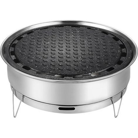 Grille de barbecue coréenne portable et détachable en acier inoxydable, idéale pour le camping. Support de barbecue coréen portable et détachable en camping.-AquaForge (1/5)