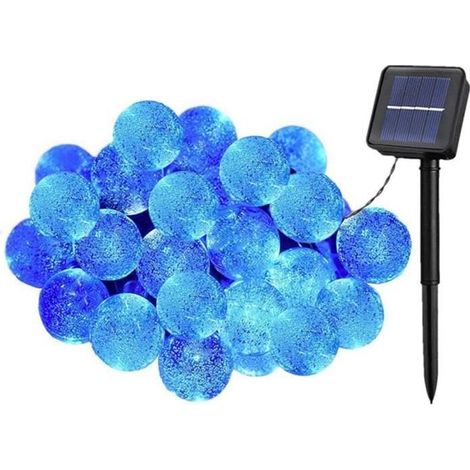 Ghirlanda luminosa solare con sfere di cristallo, 5,6 m, 30 LED blu, per uso interno ed esterno. (1/5)