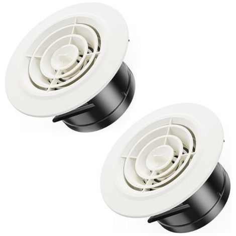 Set of 2 White Adjustable Round Ventilation Grilles with Plastic Insect Net - 100mm - ABS Round Ventilation Grille - for Bathroom, Ceiling, Wall, Kitchen (1/5)
