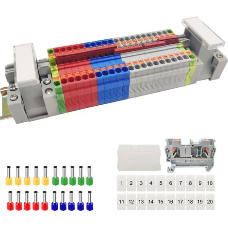 Bornier Rail Din PT-2.5 Kit de Bornier Connecteurs de Fil Compacts Un Entrant et Un Sortant Bornier Electrique pour CâBlage Rapide Enfichable de la Conversion de Connexion (1/5)