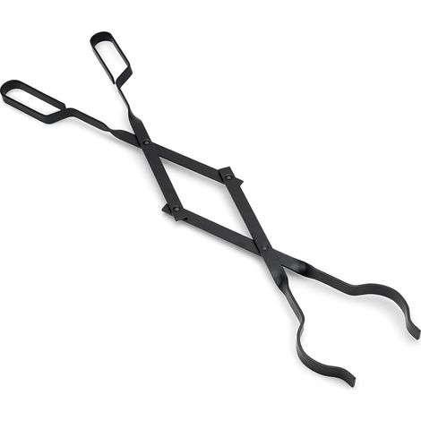 66 cm Kaminzange mit Griffen, robuste Feuerzange, für den Innenbereich, für Holzöfen, Feuerzange aus Schmiedeeisen, für den Außenbereich, Holzscheitzange für Lagerfeuer, Kaminwerkzeuge