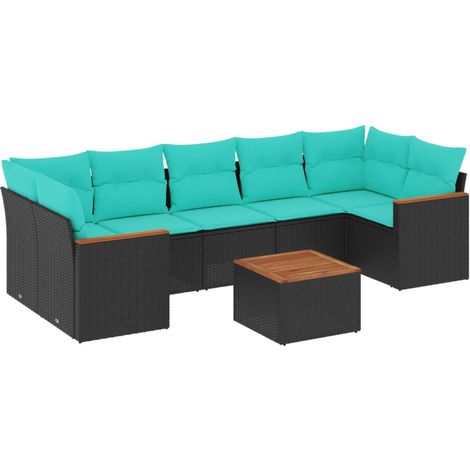 Maison Exclusive - Set Divani da Giardino 8 pz con Cuscini Nero in Polyrattan (1/5)
