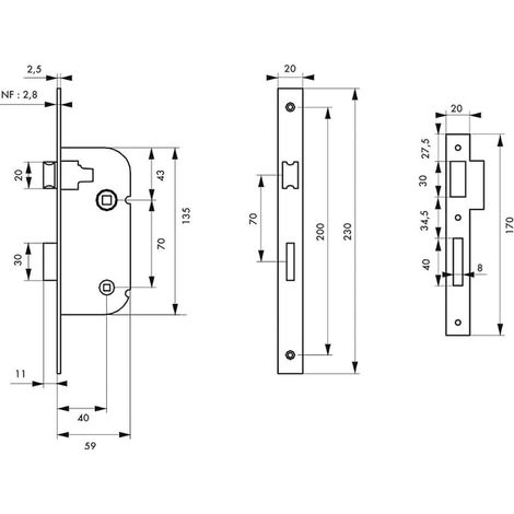 Recessed Lock with Lock 40 mm Axle Round Ends Black (1/3)