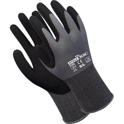 Gants de travail imprégnés de nitrile (lot de 3 paires), gants de sécurité pour le jardinage, l'entretien et l'entrepôt, pour hommes et femmes (noir gris taille M)