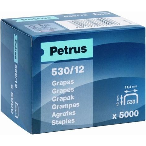 Grapas Cobreadas Petrus 530 12mmPack de 500012mm Pack de 5000