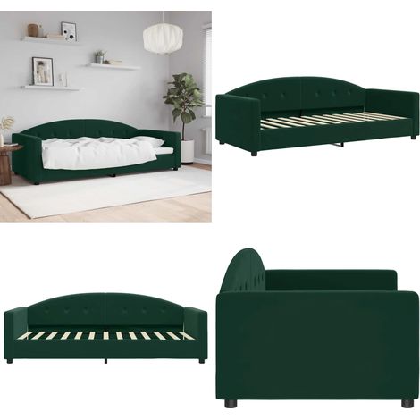 Tagesbett Dunkelgrün 90x200 cm Samt - Sofa - Schlafsofa - Gästebett - Doppelbett - Samtcouch - Home & Living (1/5)