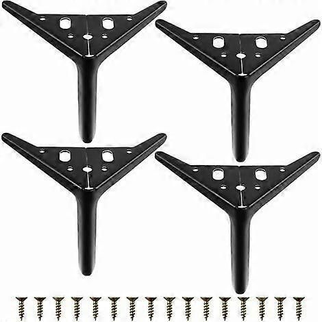 Un ensemble de 4 pieds de meubles en métal noir, de 15 cm de haut, pieds de table à monter soi-même, avec vis, convenant aux tables basses, meubles TV, lits, etc. (1/5)