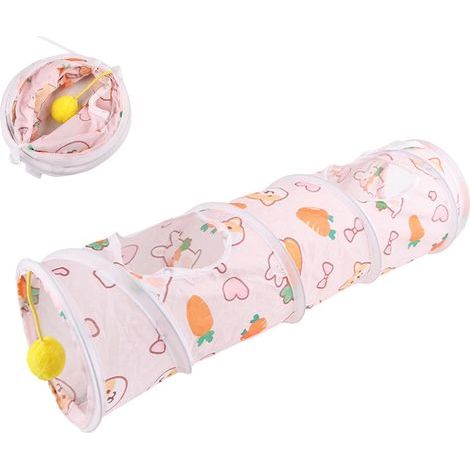 Tunnel Petit Animal, Tunnels de Lapin pour Lapins à l'intérieur Pipe Peekaboo Pet en Salle Tunnels Pliables Dessin animé Lapin cachette d'activité de Tube Jouet pour Lapins Nains, Hamster, (1/5)