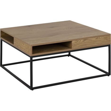 Table basse carrée 2 niches de rangement ouvertes ALBERTO (1/5)