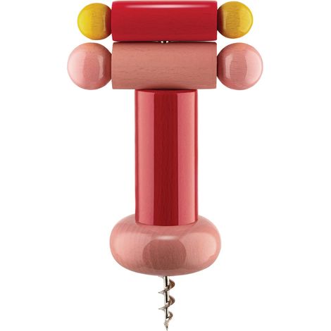 Alessi ES17 2 un Brindisi Disegnato ad Arte Cavatappi di Design in Legno di Faggio, Rosso, Giallo e Rosa (1/3)