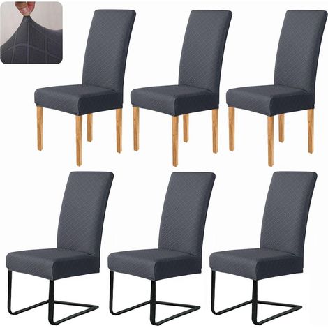 Esszimmerstuhlbezüge 6er Set, Stretch Hussen Dunkelgrau, Abnehmbar & Waschbar (1/5)
