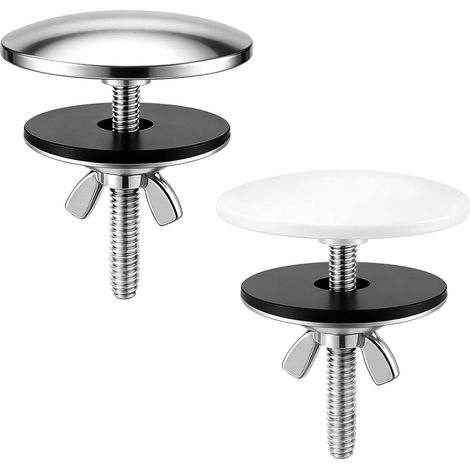 2 Pièces Cache Trou Evier, 1 Chrome et 1 Blanc, Bouchon 15–40 mm pour Trou de Robinet, Bouchon Evier Cuisine, Bouchon Lavabo Salle de Bain, Cache Trou Lavabo, Installation Simple (1/5)