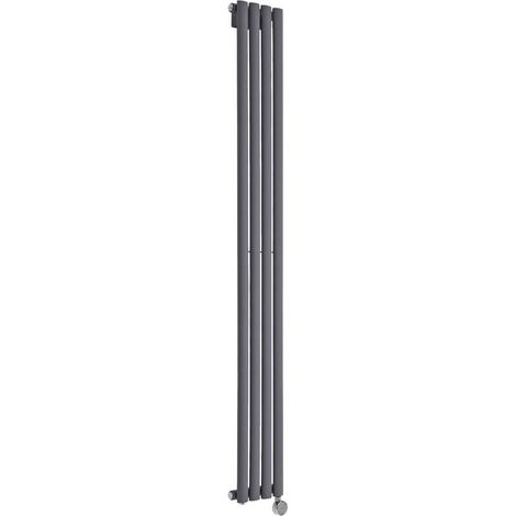 Hudson Reed Vitality Électrique - Radiateur Design Vertical Colonnes Ovales - Anthracite - 178 x 23.6 cm (1/5)